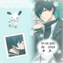 a picture of a boy with the words rin es solo de chiza on the bottom