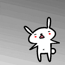 a drawing of a white rabbit with red eyes and a x on its back