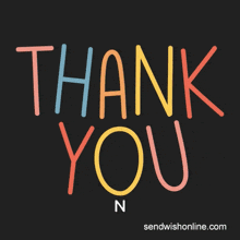 a black background with the words thank you written in colorful letters