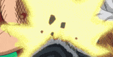 a close up of a person 's face with a explosion coming out of it