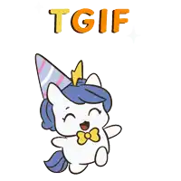 a cartoon of a unicorn wearing a party hat and bow tie