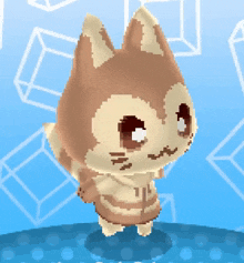 a pixel art drawing of a brown and white cat