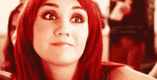 a close up of a woman 's face with the words midulces mor tumblr written on the bottom