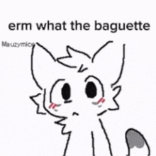 a baguette with the words `` erm what the baguette '' written on it .