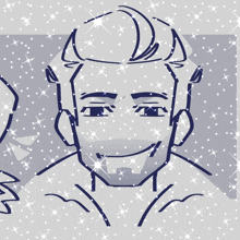 a drawing of a man 's face is surrounded by sparkly stars
