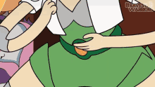 a cartoon of a woman holding her belly with the words bravest warriors on the bottom