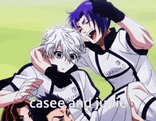 a group of anime characters with the words casee and jupie written on the bottom