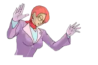 a cartoon drawing of a woman in a purple jacket