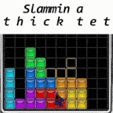 a tetris game with the words slammin a thick tet on the top