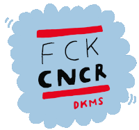 a sticker that says fck cncr and dkms on it