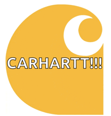 a yellow carhartt logo with a white c on a white background