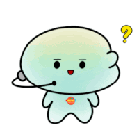 a cartoon character with a headset and a question mark