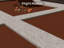 a cartoon cat is walking down a sidewalk with a tree and pumpkins in the background and a sign that says alight motion