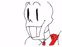 a pixel art drawing of a person with a red shirt on