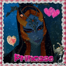 a picture of a princess surrounded by hearts