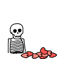 Skeleton Love Sticker - Skeleton Love Heart Stickers