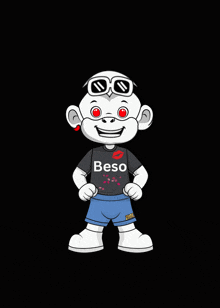 a cartoon character wearing sunglasses and a shirt that says beso