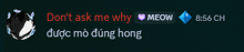 a message that says do n't ask me why meow