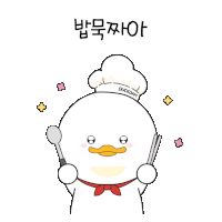 a cartoon duck wearing a chef 's hat and holding a spoon and fork