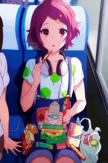 Anime Snacks GIF - Anime Snacks Eating While Traveling GIFs