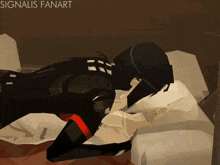 a drawing of a man kissing another man with the words signalis fanart below it