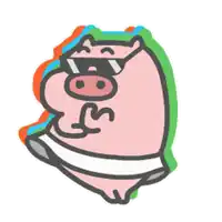 a cartoon of a pig wearing sunglasses and a white towel .