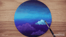 a painting of a blue sky with clouds is made in animatica