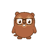 a cartoon of a beaver wearing glasses and a red x