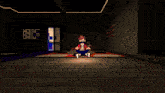 a pixel art of a person sitting on the floor