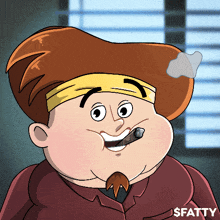 a cartoon of a man smoking a cigar with the words $ fatty below him