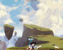 a video game is being played on a computer and the word way is on the screen