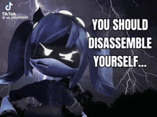 a picture of a girl with lightning behind her and the words you should disassemble yourself