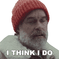 a man with a beard wearing a red beanie and a jacket says i think i do