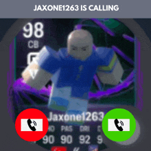 jaxone1263 is calling with a picture of a man in a blue shirt
