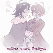 a drawing of mike and fedya with hearts and stars