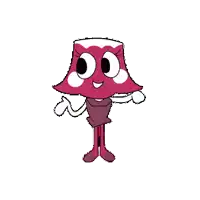 a cartoon drawing of a lamp with big eyes and a smiling face