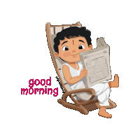 a cartoon of a man sitting in a rocking chair reading a newspaper says good morning