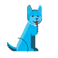 a blue dog with a red tongue sticking out is sitting on its hind legs