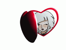 a pair of heart shaped mirrors with cartoon characters on them