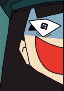 a close up of a cartoon character with a diamond eye