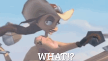 a woman in a cowboy hat is holding a piece of wood and asking what ?