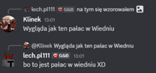 a screenshot of a chat with klinek and lech.pl111