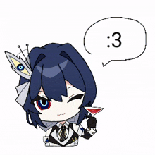 a cartoon of a girl with a martini and a speech bubble that says 3