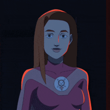 a cartoon drawing of a woman in a pink outfit with a star on her chest