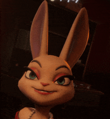 a cartoon rabbit with a pearl necklace and red lips