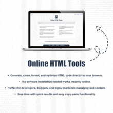 an advertisement for online html tools shows a laptop