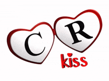 two hearts with the letter c and r inside of them