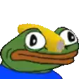 a green frog with a blue shirt and a yellow corn on its head .