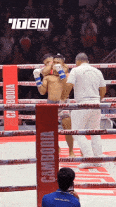 a boxing ring with the word cambodia on the side
