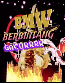 a bmw berbintang gacorrr advertisement with a dragon in the background